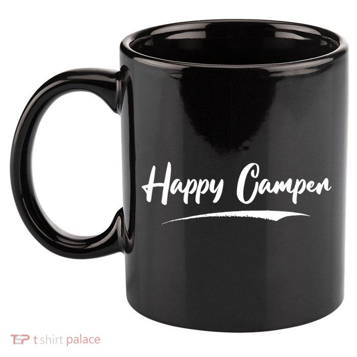 Happy Camper Funny Camping Meme 11oz C Handle Ceramic Mug