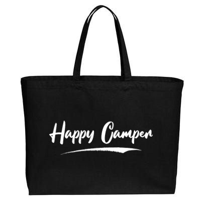 Happy Camper Funny Camping Meme Cotton Canvas Jumbo Tote