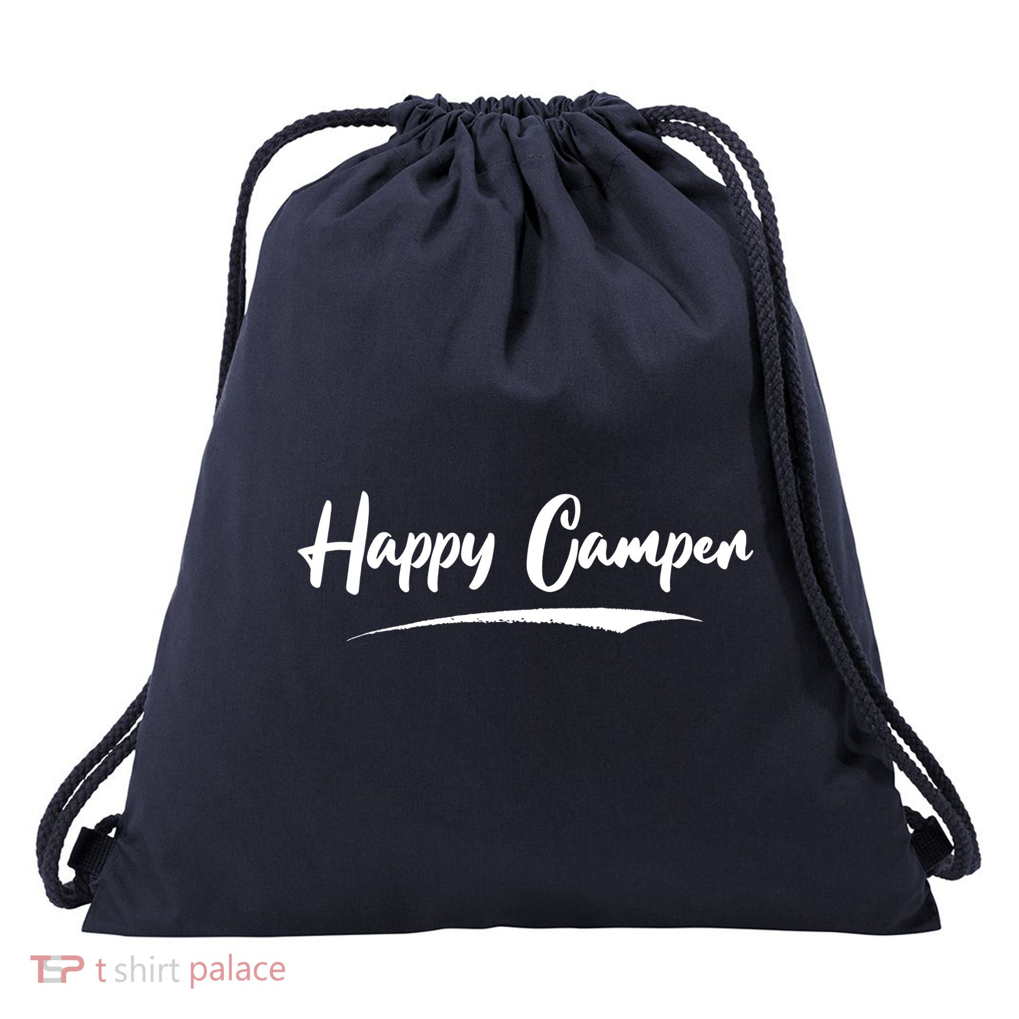 Happy Camper Funny Camping Meme Drawstring Bag
