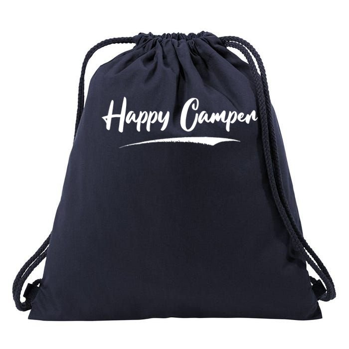 Happy Camper Funny Camping Meme Drawstring Bag