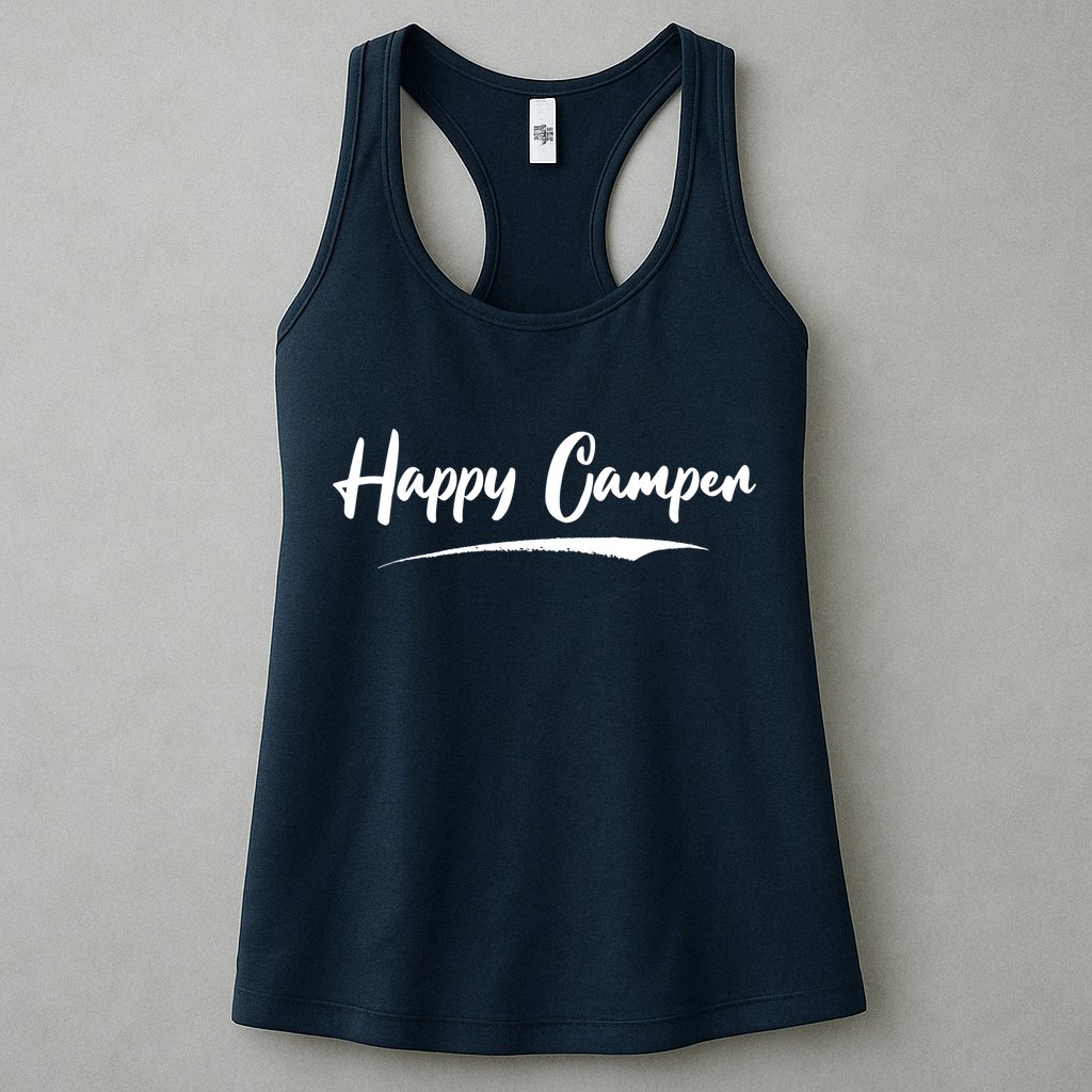 Happy Camper Funny Camping Meme Womens Tank Top