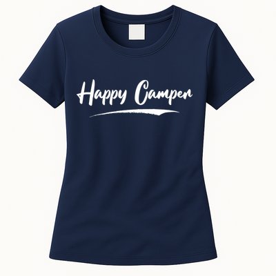 Happy Camper Funny Camping Meme Womens T-Shirt