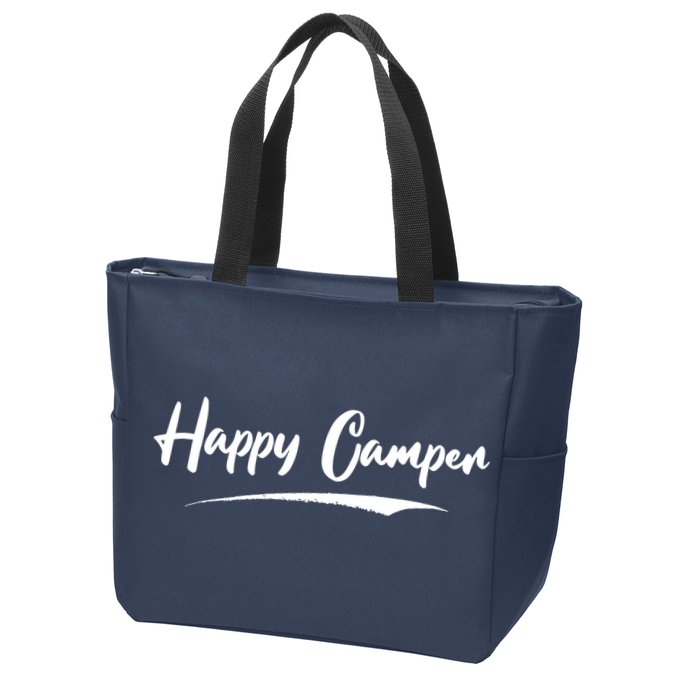 Happy Camper Funny Camping Meme Zip Tote Bag