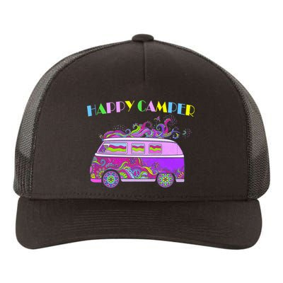 Happy Camper Hippie Van Yupoong Adult 5-Panel Trucker Hat