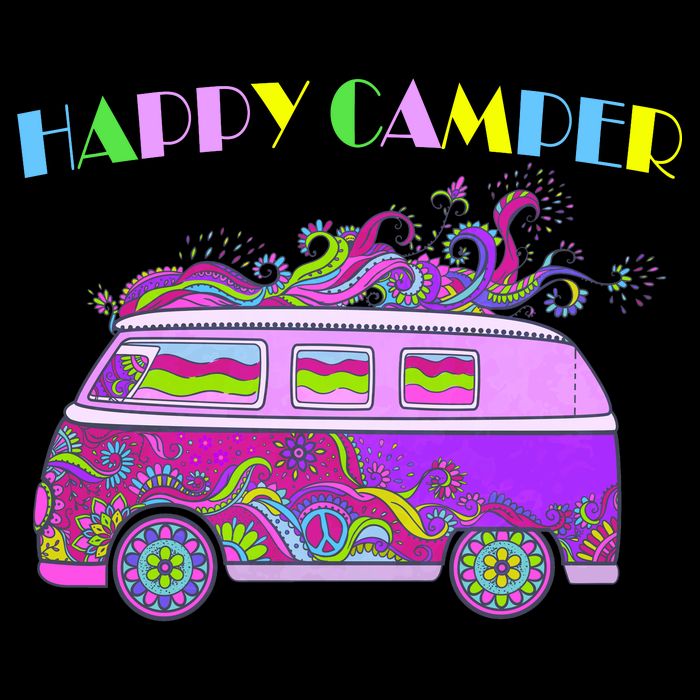Happy Camper Hippie Van 16 in Basic Backpack