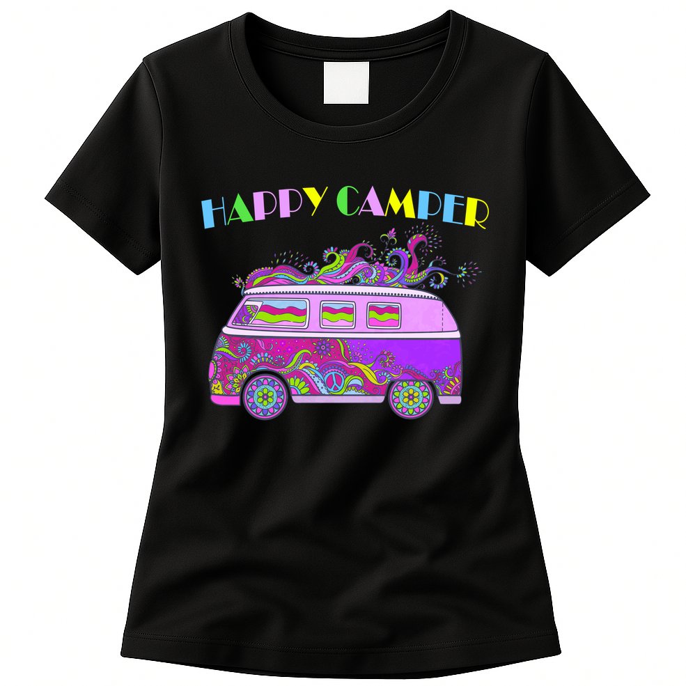 Happy Camper Hippie Van Womens T-Shirt