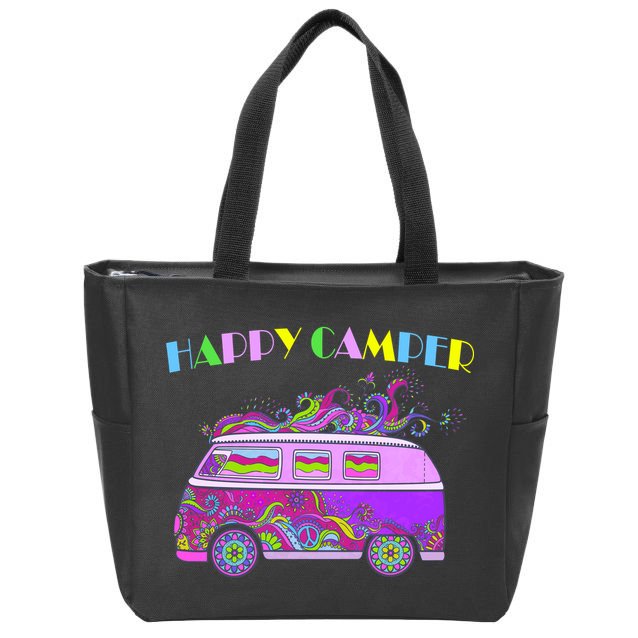 Happy Camper Hippie Van Zip Tote Bag