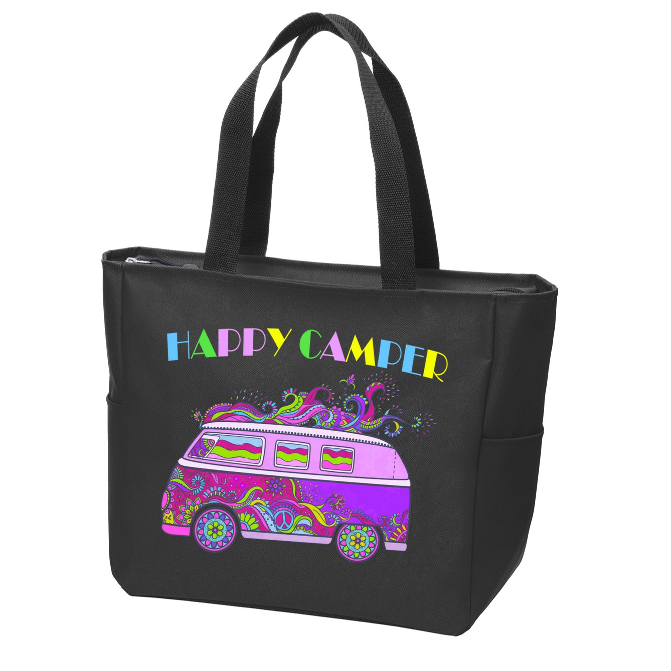 Happy Camper Hippie Van Zip Tote Bag