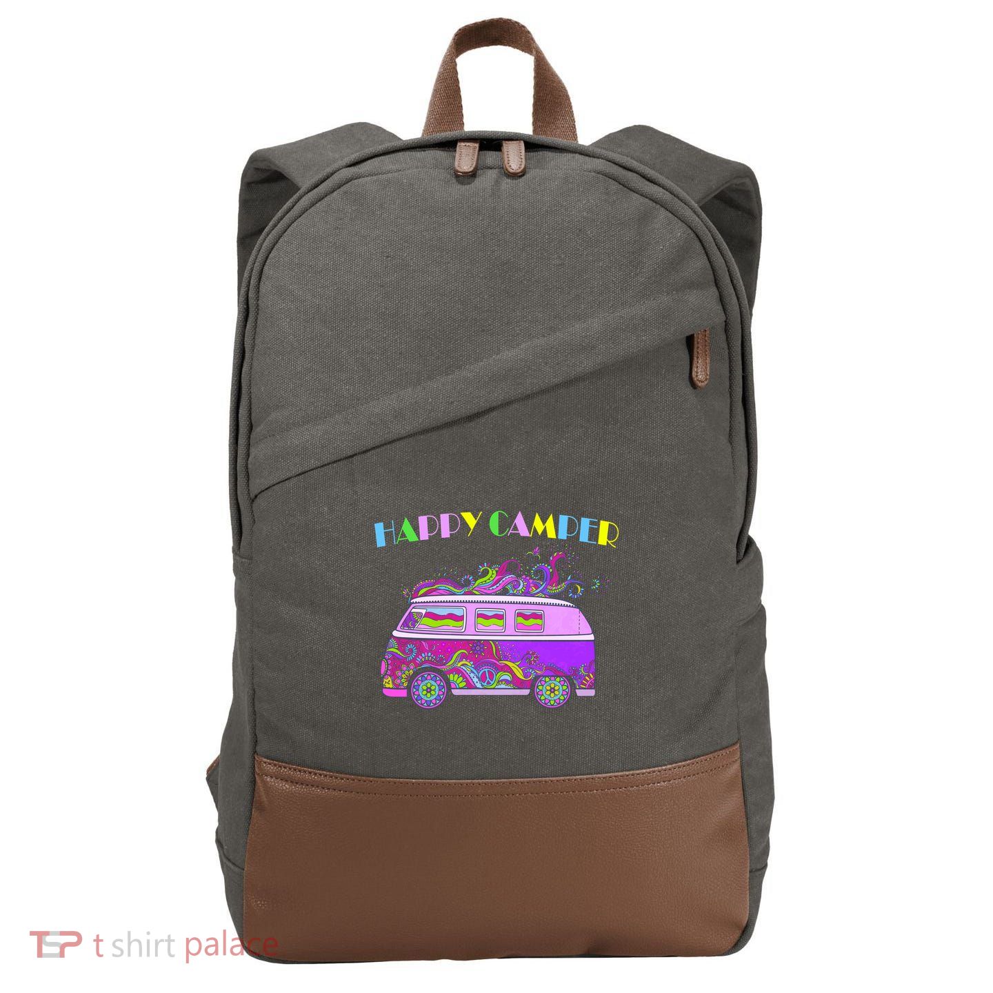 Happy Camper Hippie Van Cotton Canvas Backpack