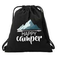 Happy Camper In The Mountains Drawstring Bag