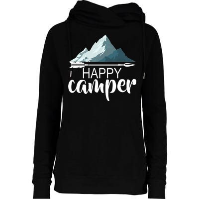 Happy Camper In The Mountains Womens Funnel Neck Pullover Hood