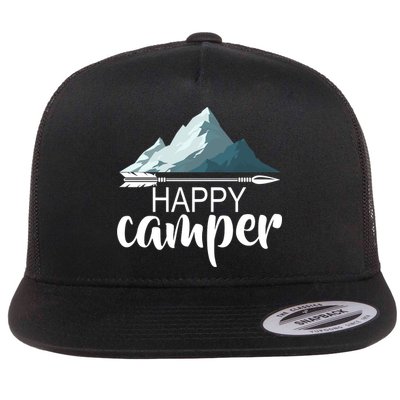 Happy Camper In The Mountains Flat Bill Trucker Hat