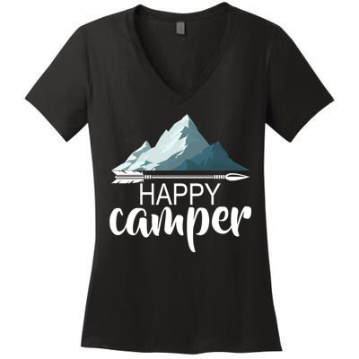 Happy Camper In The Mountains Women's V-Neck T-Shirt