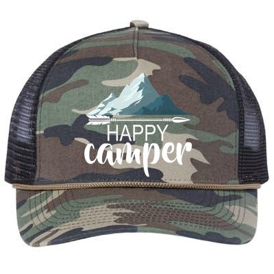 Happy Camper In The Mountains Retro Rope Trucker Hat Cap