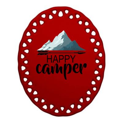 Happy Camper In The Mountains Ceramic Oval Ornament