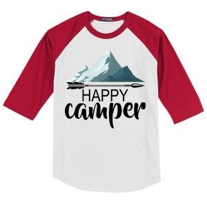 Happy Camper In The Mountains Kids Colorblock Raglan Jersey