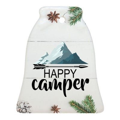 Happy Camper In The Mountains Ceramic Bell Ornament