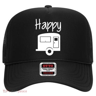 Happy Camper RV Camping High Crown Mesh Back Trucker Hat