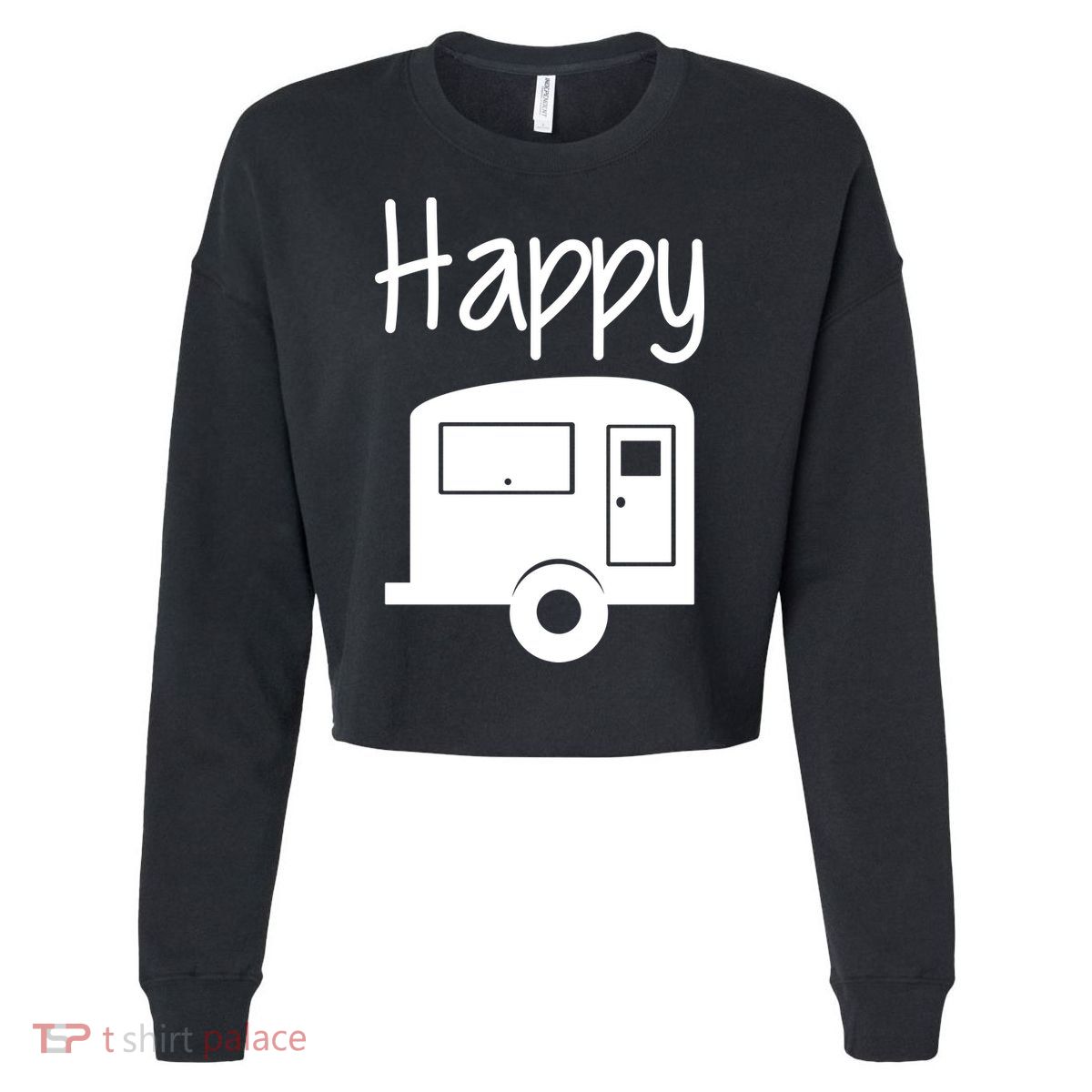Happy Camper RV Camping Cropped Pullover Crew