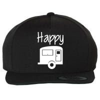 Happy Camper RV Camping Wool Snapback Cap