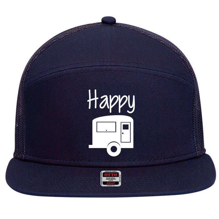 Happy Camper RV Camping 7 Panel Mesh Trucker Snapback Hat