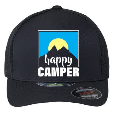 Happy Camper Sunrise Over Mountains Flexfit Unipanel Trucker Cap