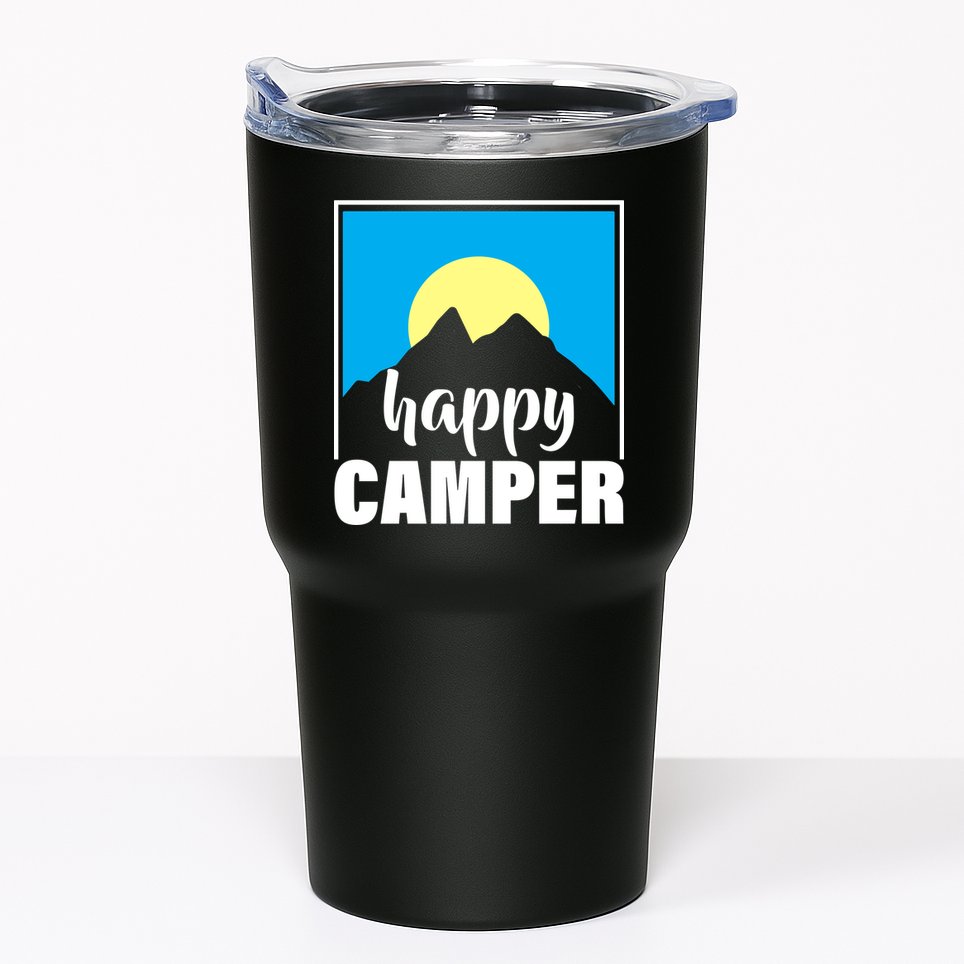 Happy Camper Sunrise Over Mountains Tumbler