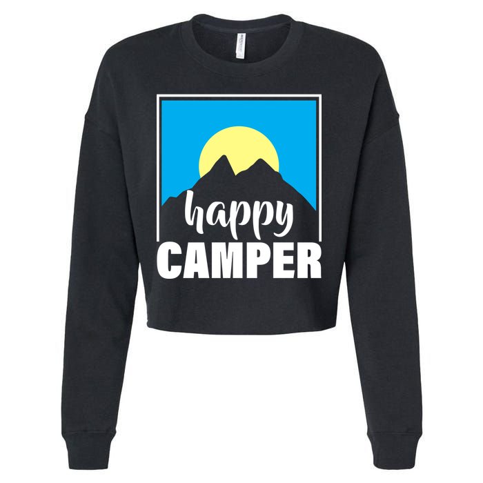Happy Camper Sunrise Over Mountains Cropped Pullover Crew