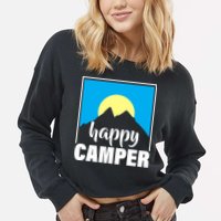 Happy Camper Sunrise Over Mountains Cropped Pullover Crew