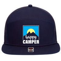 Happy Camper Sunrise Over Mountains 7 Panel Mesh Trucker Snapback Hat