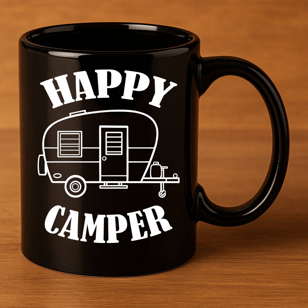Happy Camper Trailer 11oz C Handle Ceramic Mug