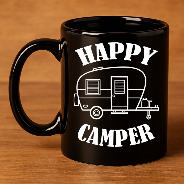 Happy Camper Trailer 11oz C Handle Ceramic Mug