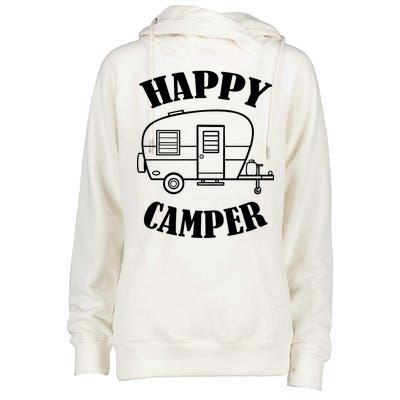 Happy Camper Trailer Womens Funnel Neck Pullover Hood