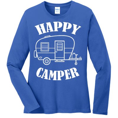 Happy Camper Trailer Ladies Long Sleeve Shirt