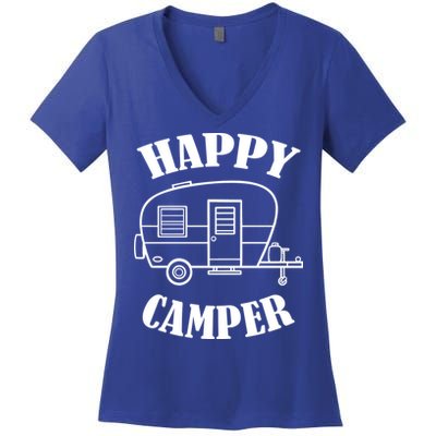 Happy Camper Trailer Women's V-Neck T-Shirt