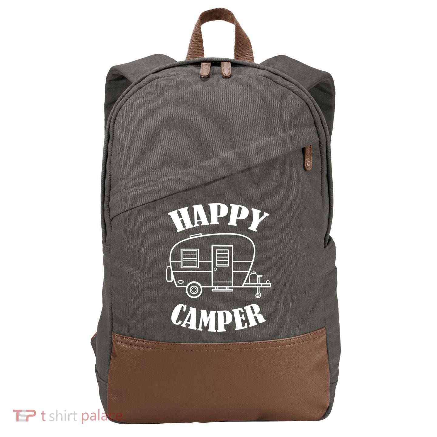 Happy Camper Trailer Cotton Canvas Backpack