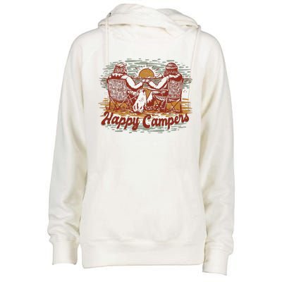 Happy Campers Womens Funnel Neck Pullover Hood