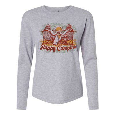 Happy Campers Womens Cotton Relaxed Long Sleeve T-Shirt