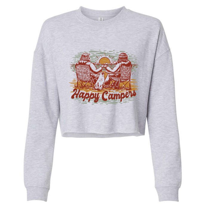 Happy Campers Cropped Pullover Crew