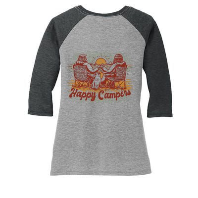 Happy Campers Women's Tri-Blend 3/4-Sleeve Raglan Shirt