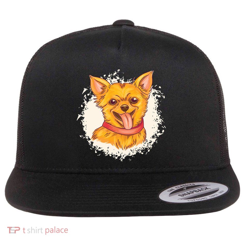 Happy Chihuahua Flat Bill Trucker Hat
