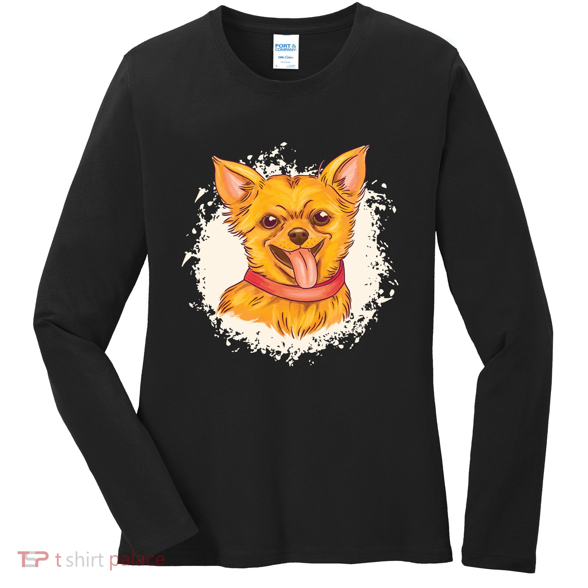 Happy Chihuahua Ladies Long Sleeve Shirt