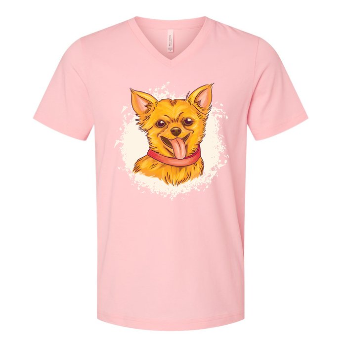 Happy Chihuahua V-Neck T-Shirt