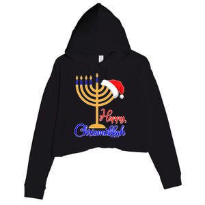 Happy Chrismukkah Christmas Hanukkah Crop Fleece Hoodie