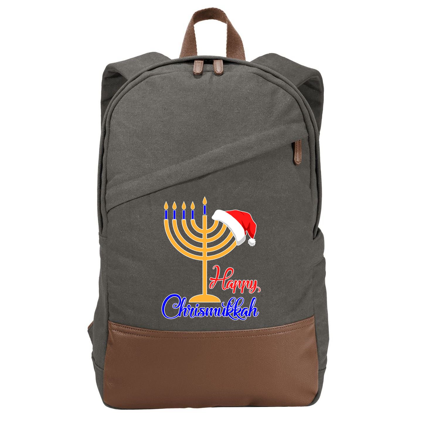 Happy Chrismukkah Christmas Hanukkah Cotton Canvas Backpack