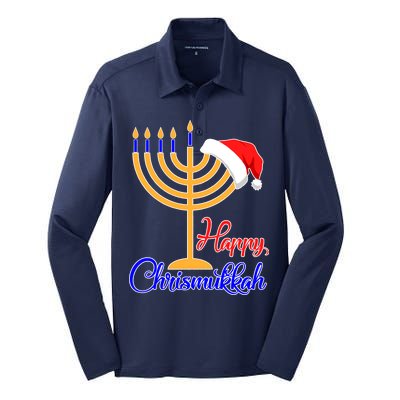 Happy Chrismukkah Christmas Hanukkah Silk Touch Performance Long Sleeve Polo