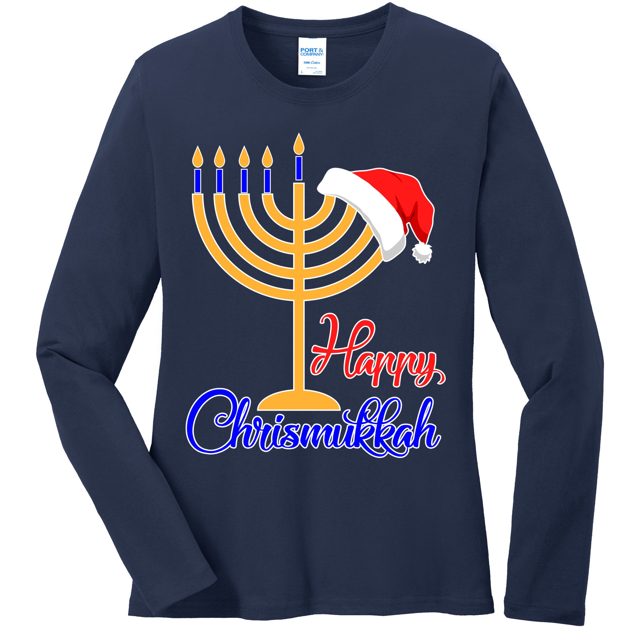Happy Chrismukkah Christmas Hanukkah Ladies Long Sleeve Shirt