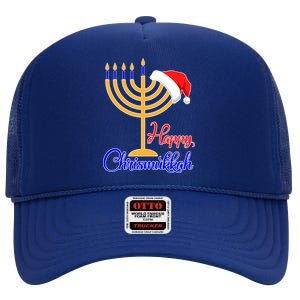 Happy Chrismukkah Christmas Hanukkah High Crown Mesh Back Trucker Hat