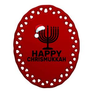 Happy Chrismukkah Hanukkah Ceramic Oval Ornament