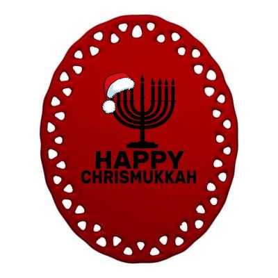 Happy Chrismukkah Hanukkah Ceramic Oval Ornament